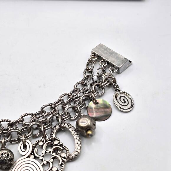 Chico's Boho Bracelet Rustic Patina Matte Silver Tone Magnetic Closing 6.5" L - Picture 3 of 8